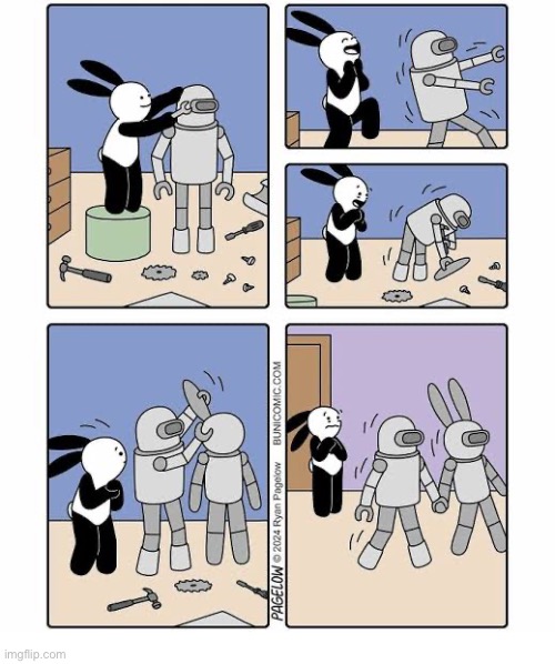Buni Comics | image tagged in comics,buni comics,robots,male,female,rejection | made w/ Imgflip meme maker