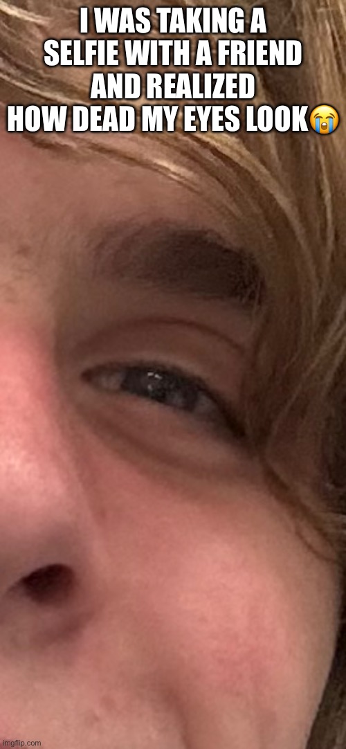 I was taking a selfie with a friend and realized how dead my eyes look😭 | made w/ Imgflip meme maker