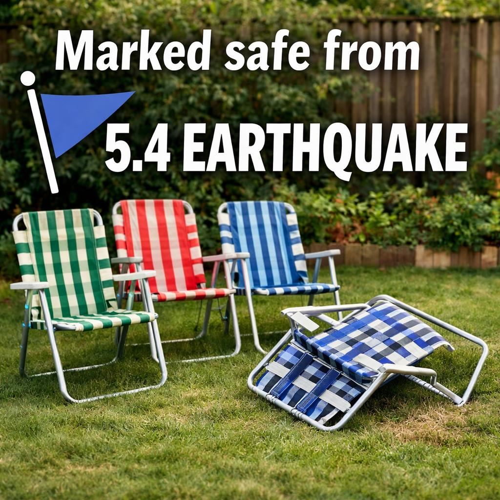 Marked safe from 5.4 earthquake heading with a background image Blank Meme Template