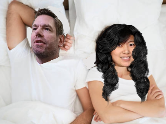 Eric Swalwell and Fang Fang in bed Blank Meme Template