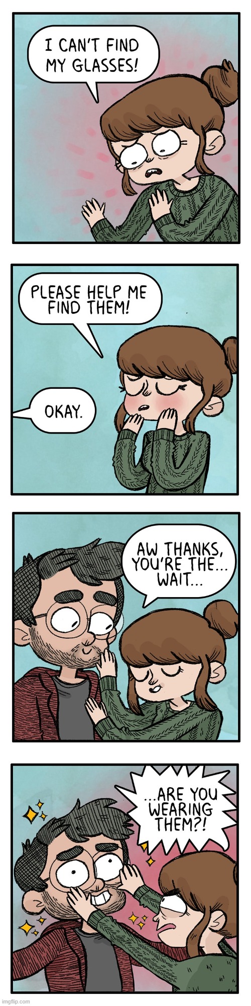 image tagged in glasses,missing,spouse,wearing,trick,hehe | made w/ Imgflip meme maker