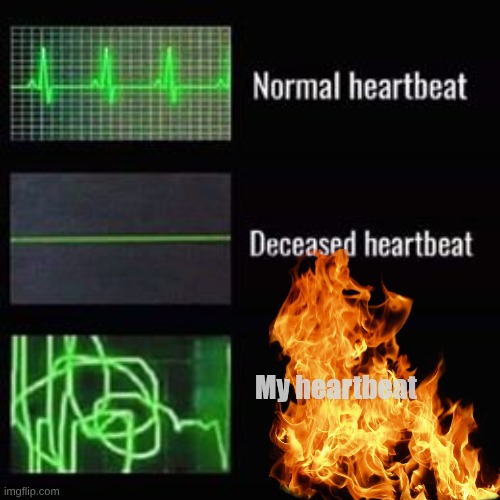 heartbeat rate | My heartbeat | image tagged in heartbeat rate | made w/ Imgflip meme maker