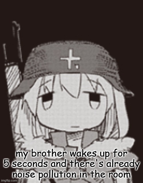 yuuri staring | my brother wakes up for 5 seconds and there's already noise pollution in the room | image tagged in yuuri staring | made w/ Imgflip meme maker