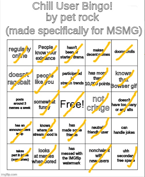 Chill Bingo by your local PetRock :> | image tagged in chill bingo by your local petrock | made w/ Imgflip meme maker