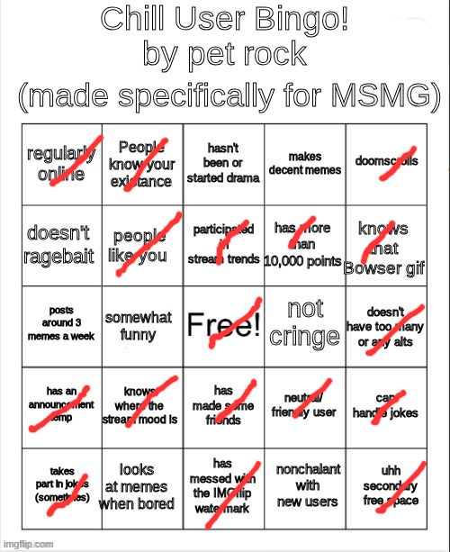 Chill Bingo by your local PetRock :> | image tagged in chill bingo by your local petrock | made w/ Imgflip meme maker