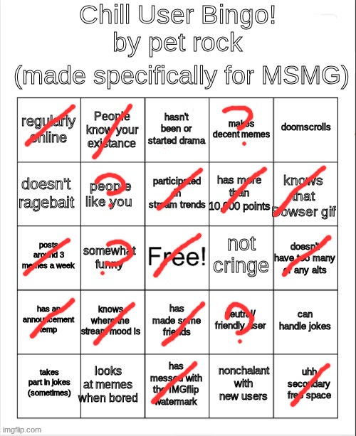 Chill Bingo by your local PetRock :> | image tagged in chill bingo by your local petrock | made w/ Imgflip meme maker