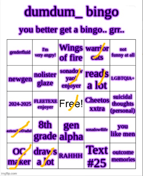 dumdum bingo | image tagged in dumdum bingo | made w/ Imgflip meme maker