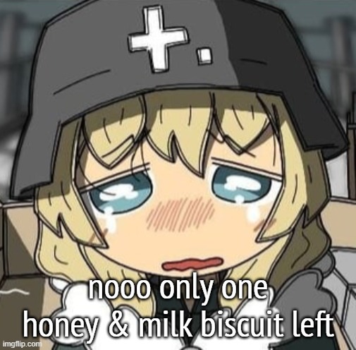 Yuuri crying | nooo only one honey & milk biscuit left | image tagged in yuuri crying | made w/ Imgflip meme maker