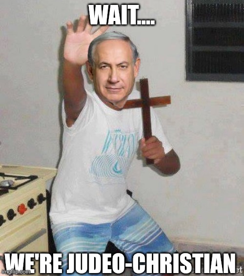 Spawn of satan | Wait.... We're judeo-christian | image tagged in scared kid holding a cross | made w/ Imgflip meme maker