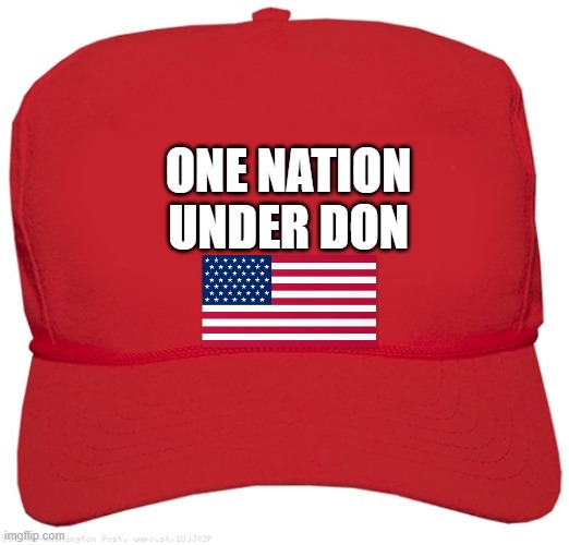 MAGA hat trick | One nation
under don | image tagged in blank red maga hat,change my mind | made w/ Imgflip meme maker