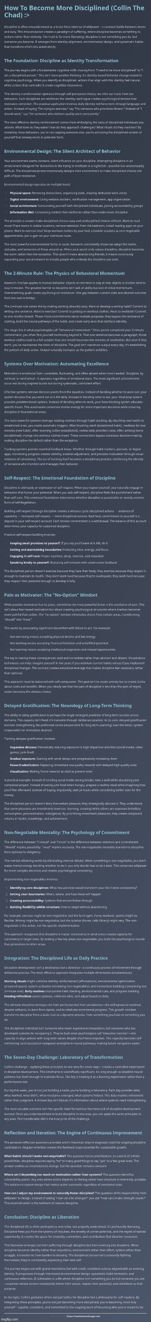 How To Become More Disciplined ovo | image tagged in simothefinlandized,discipline,self-improvement,collin the chad,infographic,tutorial | made w/ Imgflip meme maker
