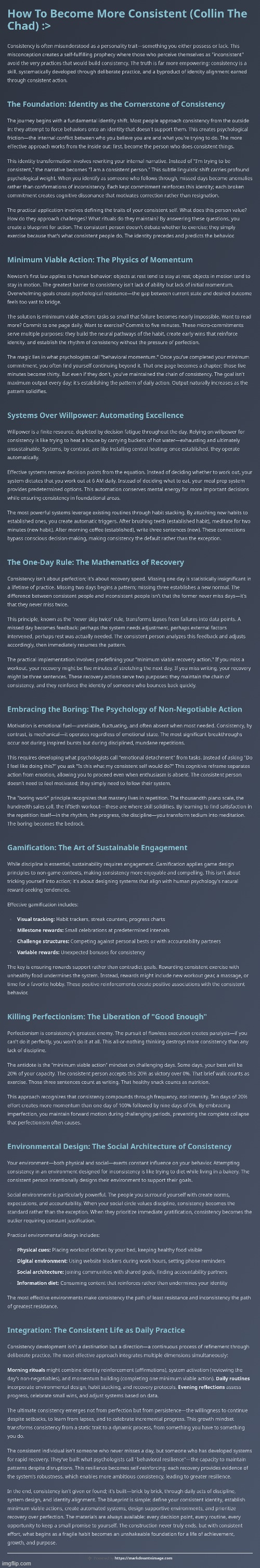 How To Become More Consistent ovo | image tagged in simothefinlandized,self-improvement,consistency,infographic,tutorial,collin the chad | made w/ Imgflip meme maker