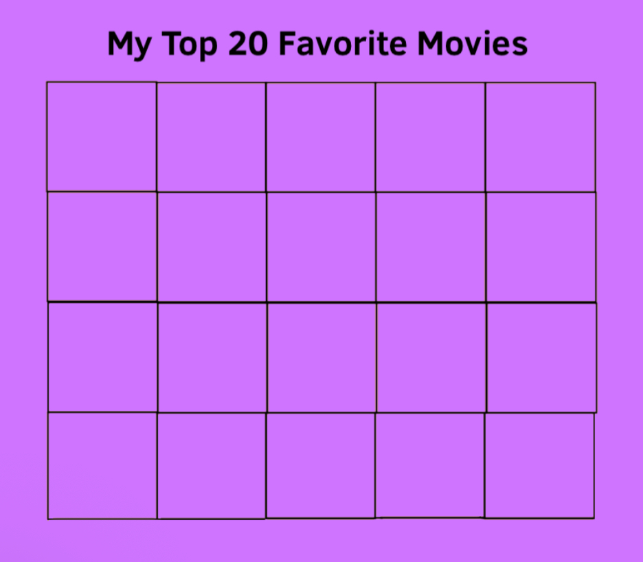 Top 20 Favorite Movies Blank Meme Template