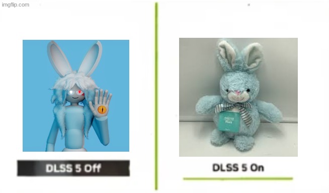 somehow this is true.... for a rabbit | image tagged in dlss 5 on/off | made w/ Imgflip meme maker