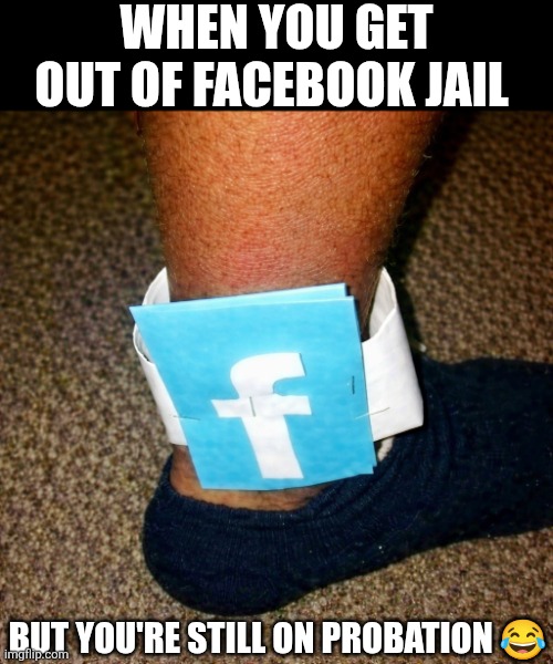 When You Get Out Of Facebook Jail | When You get out of Facebook jail; But you're still on probation 😂 | image tagged in chrisjoines1 | made w/ Imgflip meme maker