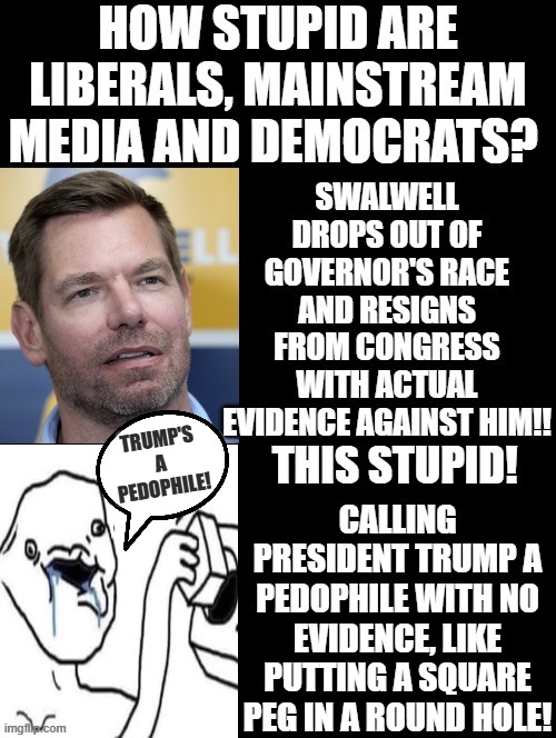 How stupid are liberals, mainstream media and democrats? This STUPID! | Trump's a pedophile! | image tagged in sam elliott special kind of stupid,stupid liberals | made w/ Imgflip meme maker