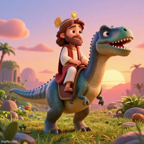 i hate it when jesus rides dinosaurs | image tagged in i hate it when jesus rides dinosaurs | made w/ Imgflip meme maker