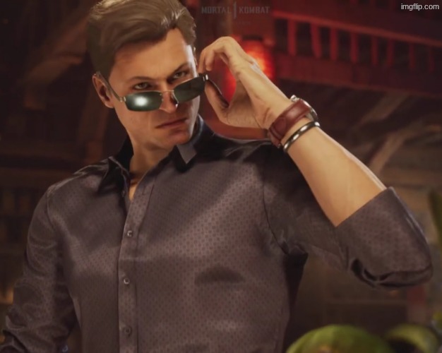 Johnny Cage takes off glasses | image tagged in johnny cage takes off glasses | made w/ Imgflip meme maker