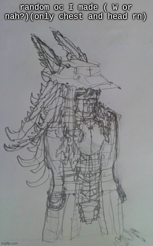 W oc gng ? | random oc I made ( W or nah?)(only chest and head rn) | made w/ Imgflip meme maker