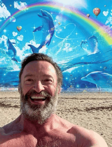 Hugh Jackman Dolphin Blank Meme Template