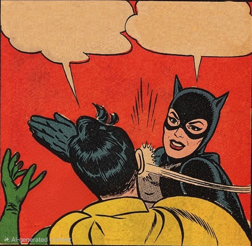 High Quality Catwoman Slaps Robin Blank Meme Template