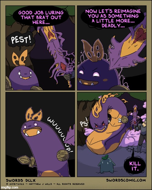 Pest Sprout's Transformation | image tagged in swords,eternal,slumber,sprout,pest,transformation | made w/ Imgflip meme maker