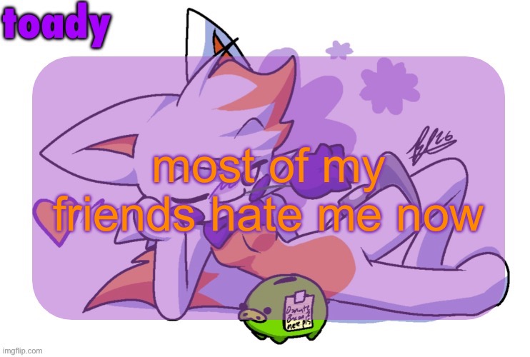 i have like 2 friends now | most of my friends hate me now | image tagged in toady lolbit temp | made w/ Imgflip meme maker