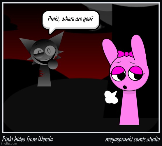 Pinki hides from Wenda | image tagged in sprunki,wenda,pinki,meme,incredibox | made w/ Imgflip meme maker