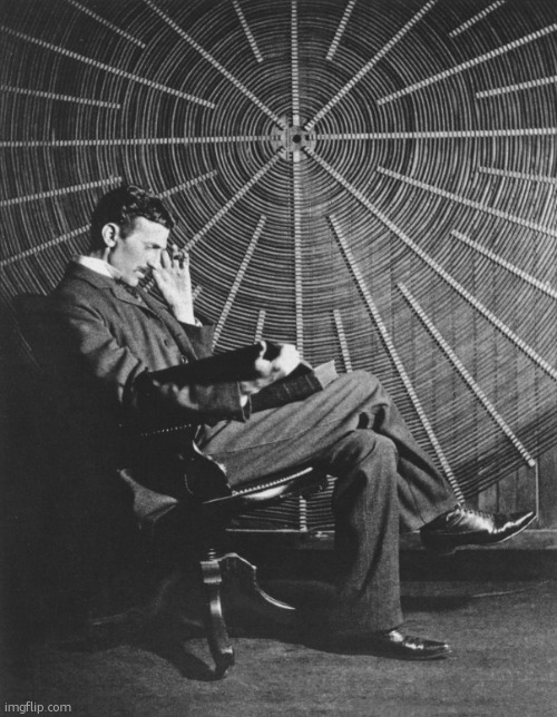 on some nikola tesla shii my kindle was at 0% and didnt shut off cuz residual electricity powered it or smth like that | image tagged in nikola tesla in front of spiral coil | made w/ Imgflip meme maker