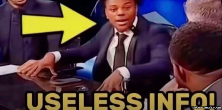 useless info | image tagged in useless info | made w/ Imgflip meme maker