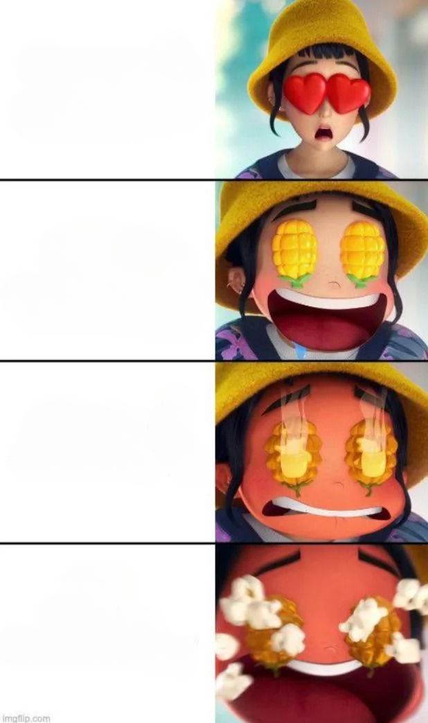 Zoey Popcorn Progression Blank Meme Template