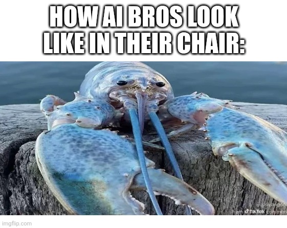 Make your own meme | HOW AI BROS LOOK LIKE IN THEIR CHAIR: | image tagged in make your own meme | made w/ Imgflip meme maker