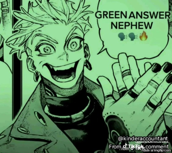 green answer nephew | image tagged in green answer nephew | made w/ Imgflip meme maker