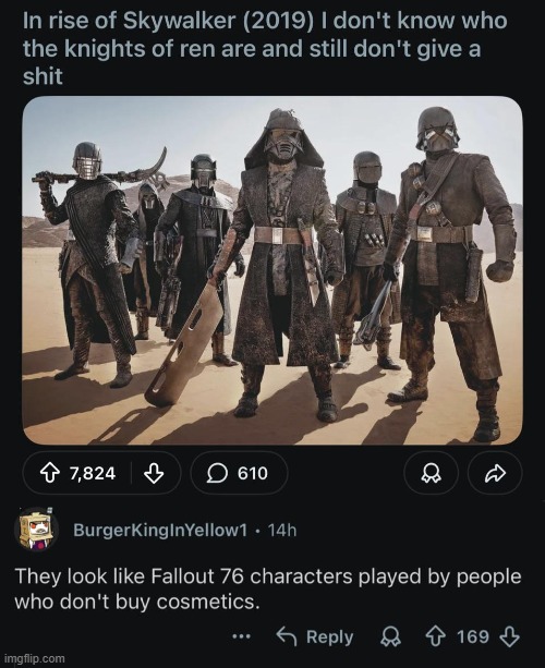 image tagged in star wars,knights,kylo ren,fallout 76,characters,cosmetics | made w/ Imgflip meme maker
