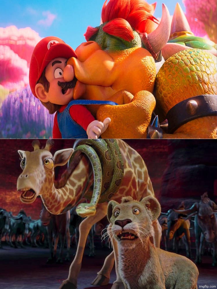 Bridget, Larry and Ryan Reacts To Bowser Kisses Mario? | image tagged in bridget larry and ryan reacts to what,deviantart,the wild,mario movie,disney,deviantart week | made w/ Imgflip meme maker