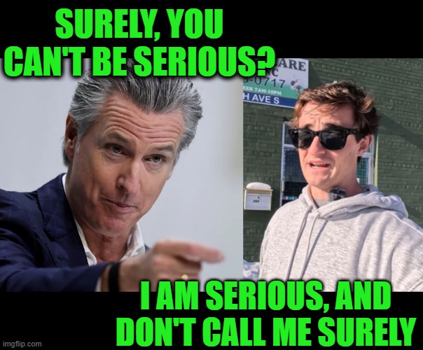 California Fraud | Surely, you can't be serious? I am serious, and don't call me surely | image tagged in nick shirley fraud video | made w/ Imgflip meme maker