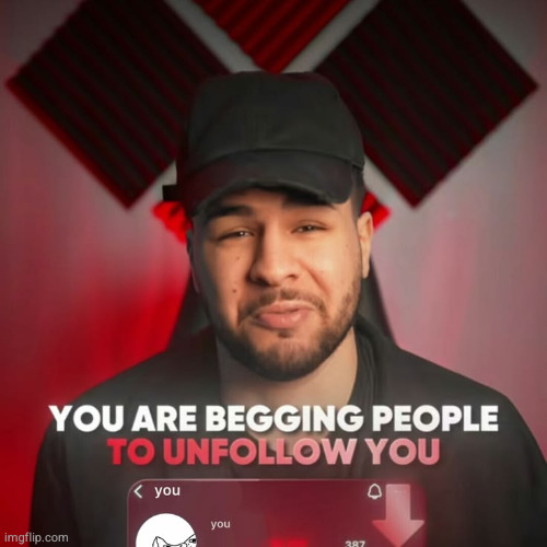you are begging people to unfollow you | image tagged in you are begging people to unfollow you | made w/ Imgflip meme maker
