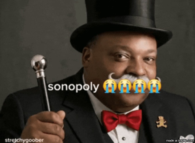 vro botslayer99 you're a furry femboy | image tagged in sonopoly | made w/ Imgflip meme maker