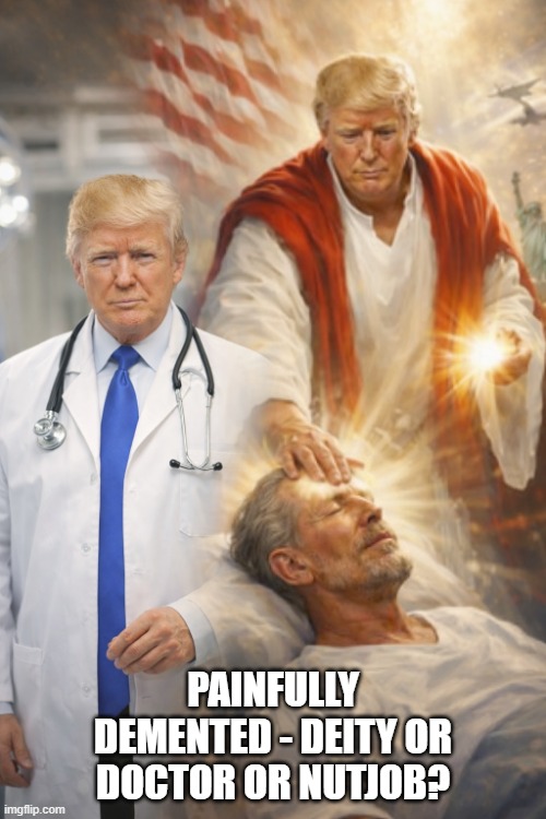 Demented DELUSIONAL Doddering Old Don | painfully demented - deity or doctor or nutjob? | image tagged in demented delusional doddering old don | made w/ Imgflip meme maker