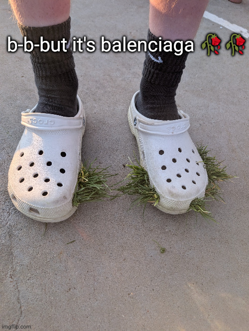 but it's balenciaga do | b-b-but it's balenciaga 🥀🥀 | image tagged in balenciaga,designer,clothes,shoes,crocs,grass | made w/ Imgflip meme maker
