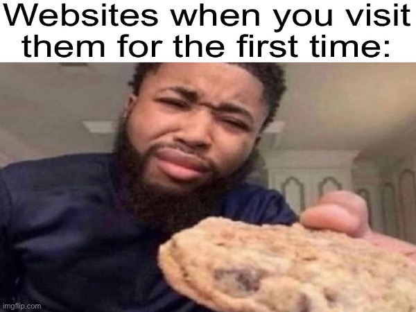 COOKIES? | image tagged in cookies,website,fun,funny,why are you reading the tags | made w/ Imgflip meme maker