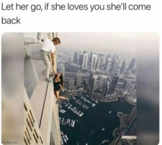 image tagged in memes,dark humor,let go,relationships,fall,building | made w/ Imgflip meme maker