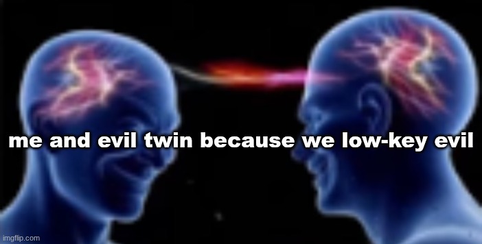 low quality evil thoughts shared | me and evil twin because we low-key evil | image tagged in low quality evil thoughts shared | made w/ Imgflip meme maker