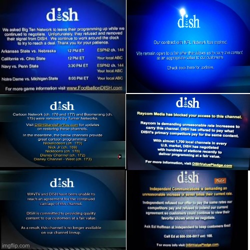 Dish Network blue screens #1. | image tagged in dish,cable,blue | made w/ Imgflip meme maker