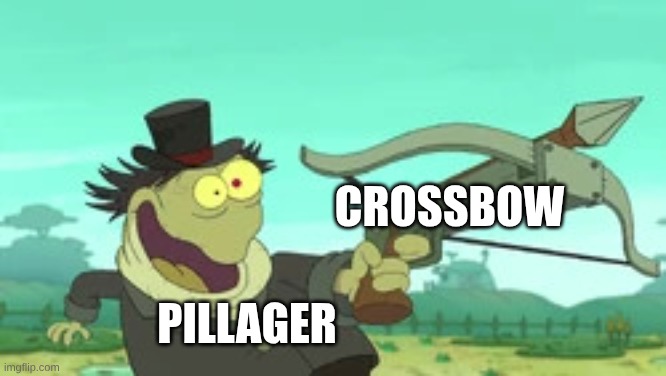 Assassin frog | Crossbow; Pillager | image tagged in assassin frog | made w/ Imgflip meme maker