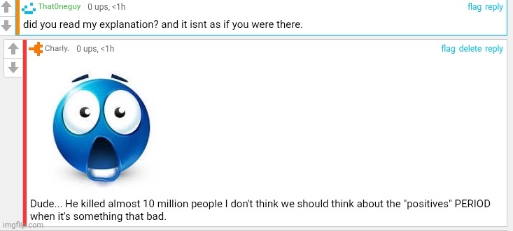 "guys, Hitler might've started WW2 and killed millions of people, but he created a car and a type of soda so its ok he's good1!" | made w/ Imgflip meme maker