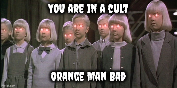 children of the corn | You are in a cult Orange Man Bad | image tagged in children of the corn | made w/ Imgflip meme maker