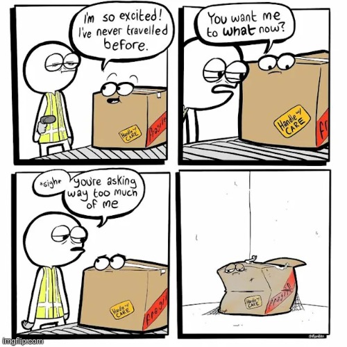 Sad box | image tagged in box,boxes,travel,traveling,comics,comics/cartoons | made w/ Imgflip meme maker