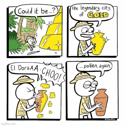 Pollen | image tagged in pollen,gold,vase,sneeze,comics,comics/cartoons | made w/ Imgflip meme maker