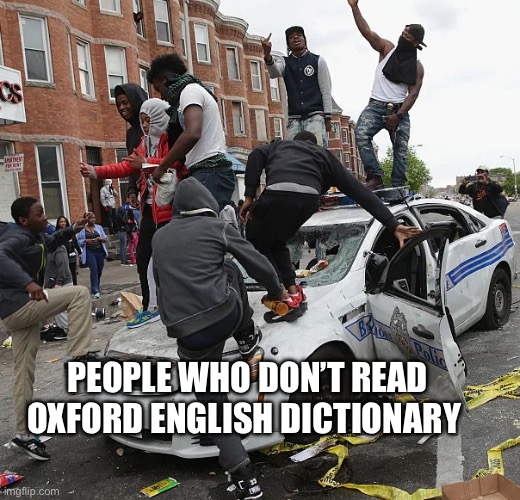I wonder why you never see democrats at bookstores | People who don’t read Oxford English Dictionary | image tagged in blm,memes,lol | made w/ Imgflip meme maker